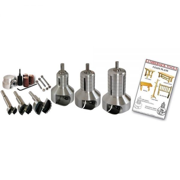 Lumberjack Tools PSK3 3 Size Pro Series Master Kit (1, 1 1 2, 2 Tenon Cutters and Forstner Bits)