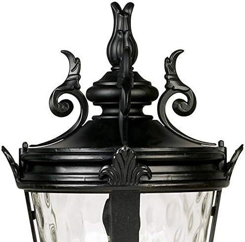 Marseille Vintage Outdoor Post Light Fixture Veranda Bronze Scroll 33 1/2" Champagne Hammered Glass for Exterior House Porch Patio Outside Deck Garden Driveway Home Lawn Walkway