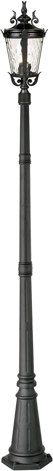 Marseille Vintage Outdoor Post Light Fixture Veranda Bronze Scroll 33 1/2" Champagne Hammered Glass for Exterior House Porch Patio Outside Deck Garden Driveway Home Lawn Walkway
