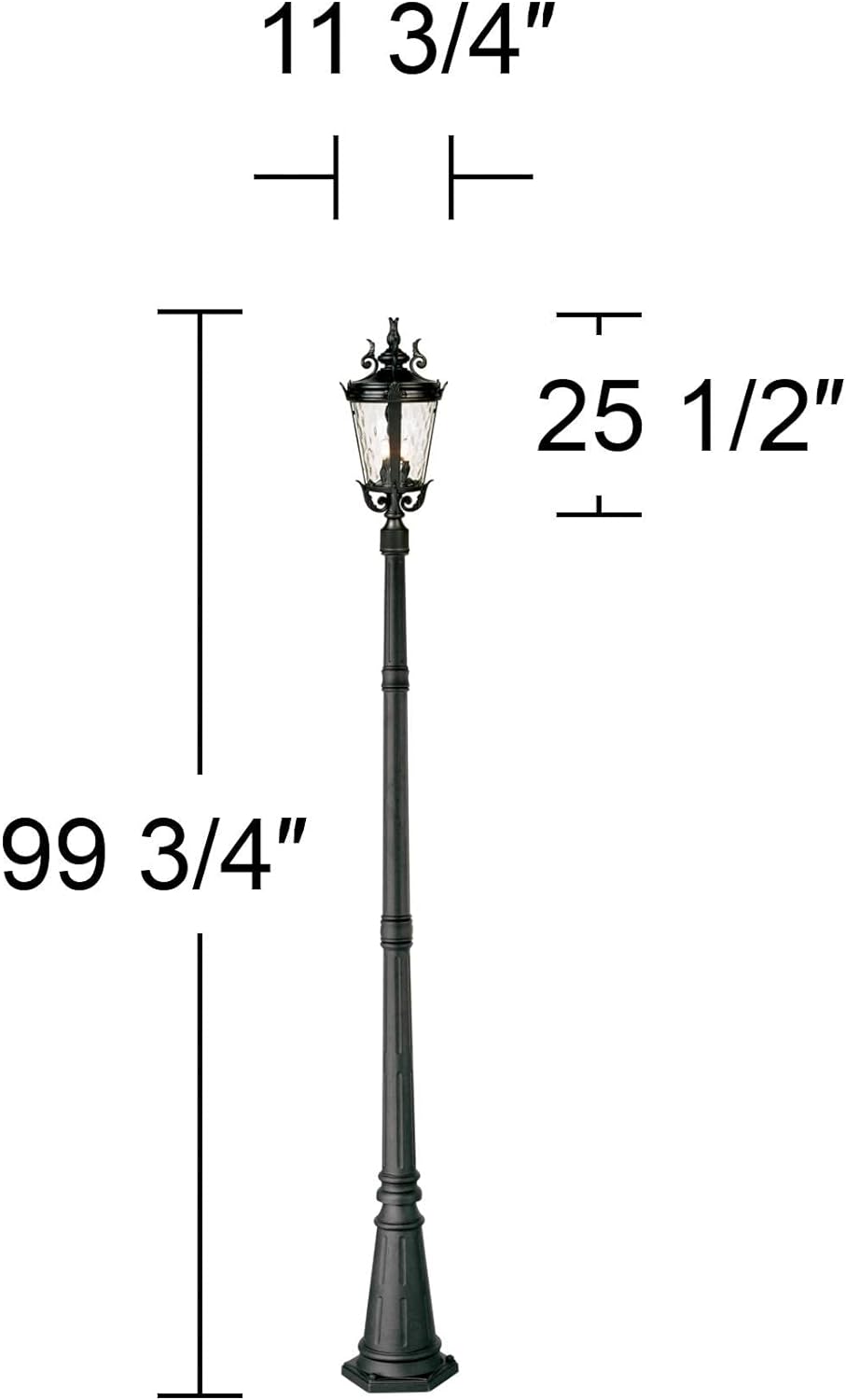 Marseille Vintage Outdoor Post Light Fixture Veranda Bronze Scroll 33 1/2" Champagne Hammered Glass for Exterior House Porch Patio Outside Deck Garden Driveway Home Lawn Walkway