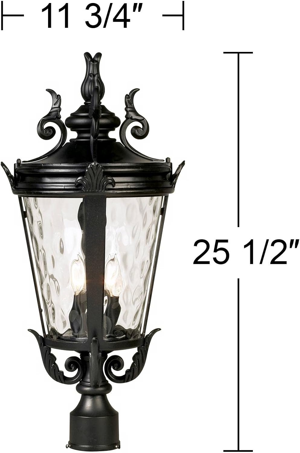 Marseille Vintage Outdoor Post Light Fixture Veranda Bronze Scroll 33 1/2" Champagne Hammered Glass for Exterior House Porch Patio Outside Deck Garden Driveway Home Lawn Walkway
