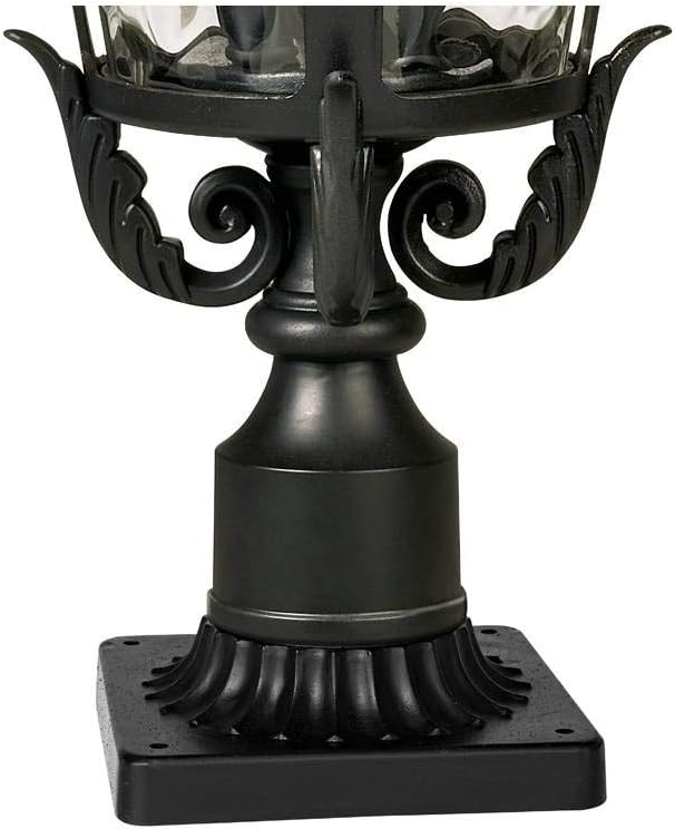 Marseille Vintage Outdoor Post Light Fixture Veranda Bronze Scroll 33 1/2" Champagne Hammered Glass for Exterior House Porch Patio Outside Deck Garden Driveway Home Lawn Walkway