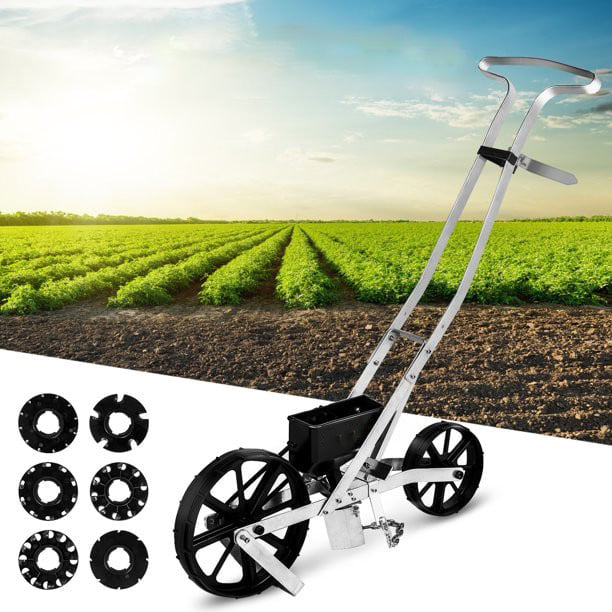 Garden Seeder, Metal Precision Garden Push Seeder with 6 Seed Plates