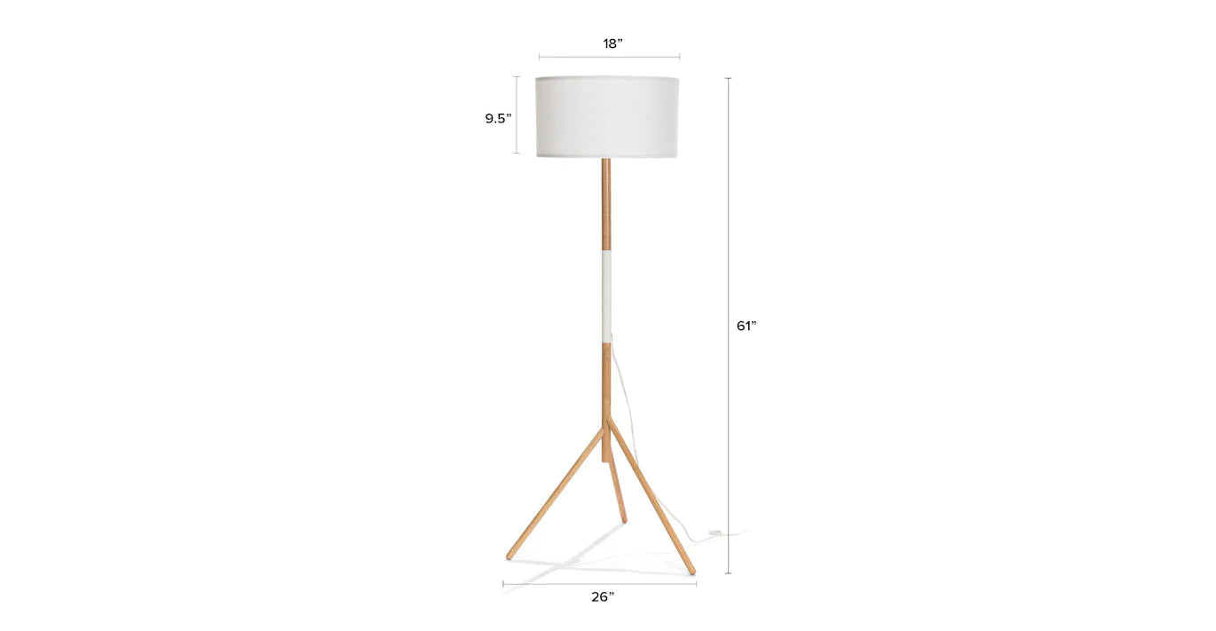 Stilt White Floor Lamp Table lamp Wood base Fabric shade Fabric-wrapped cord