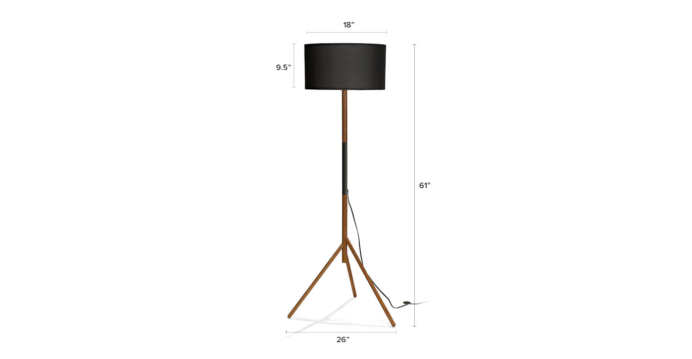 Stilt White Floor Lamp Table lamp Wood base Fabric shade Fabric-wrapped cord