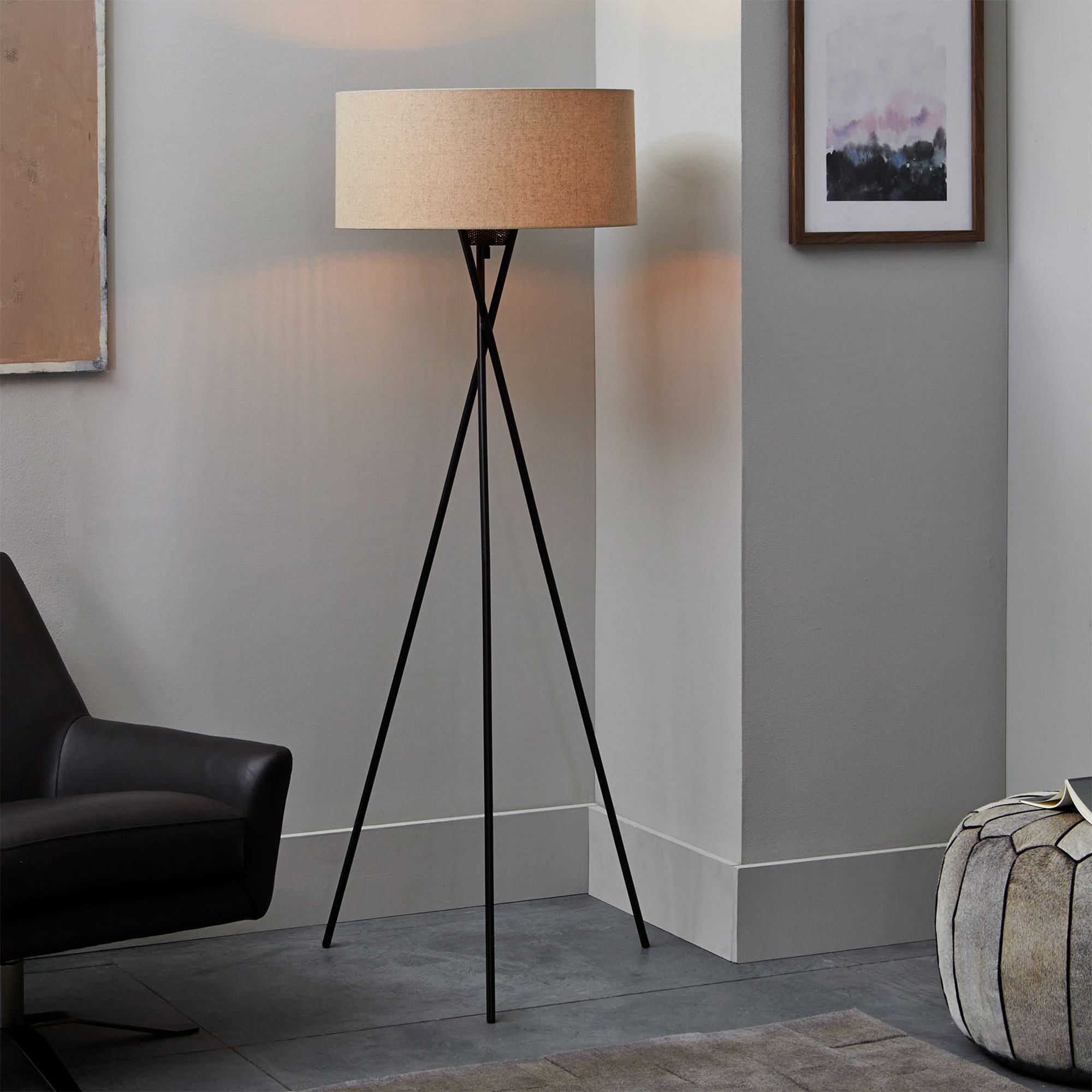 Mid-Century Tripod Floor Lamp (66")