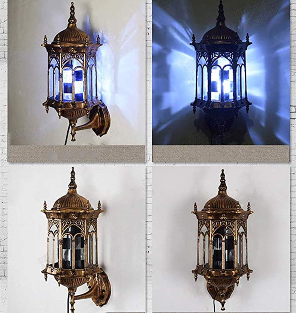 Durable Solar Lantern Outdoor Lights,Light 20" Led Light Retro Salon Barber Shop Sign Illuminating Rotating Red White Blue Strips Waterproof Wall Lamp Outdoor Wall Lamp Decor (Color : A) (B)
