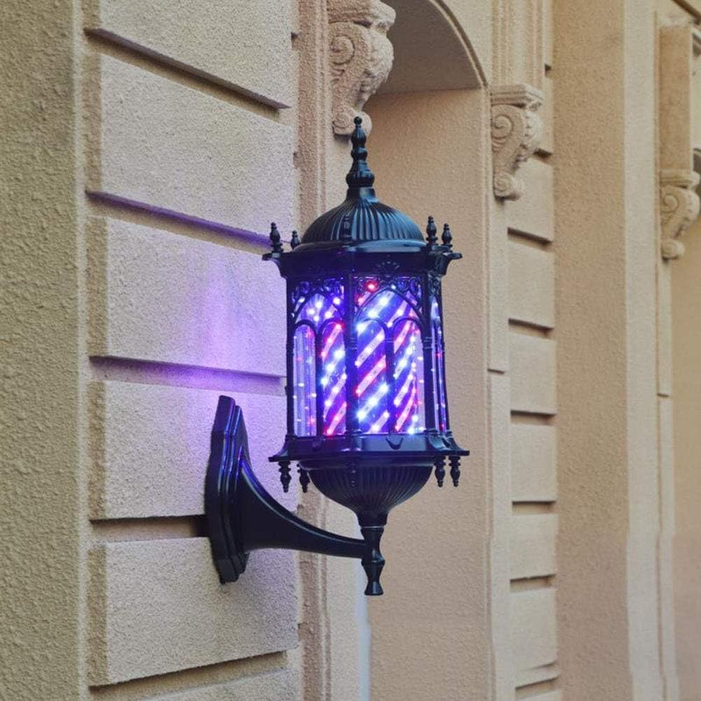 Durable Solar Lantern Outdoor Lights,Light 20" Led Light Retro Salon Barber Shop Sign Illuminating Rotating Red White Blue Strips Waterproof Wall Lamp Outdoor Wall Lamp Decor (Color : A) (B)