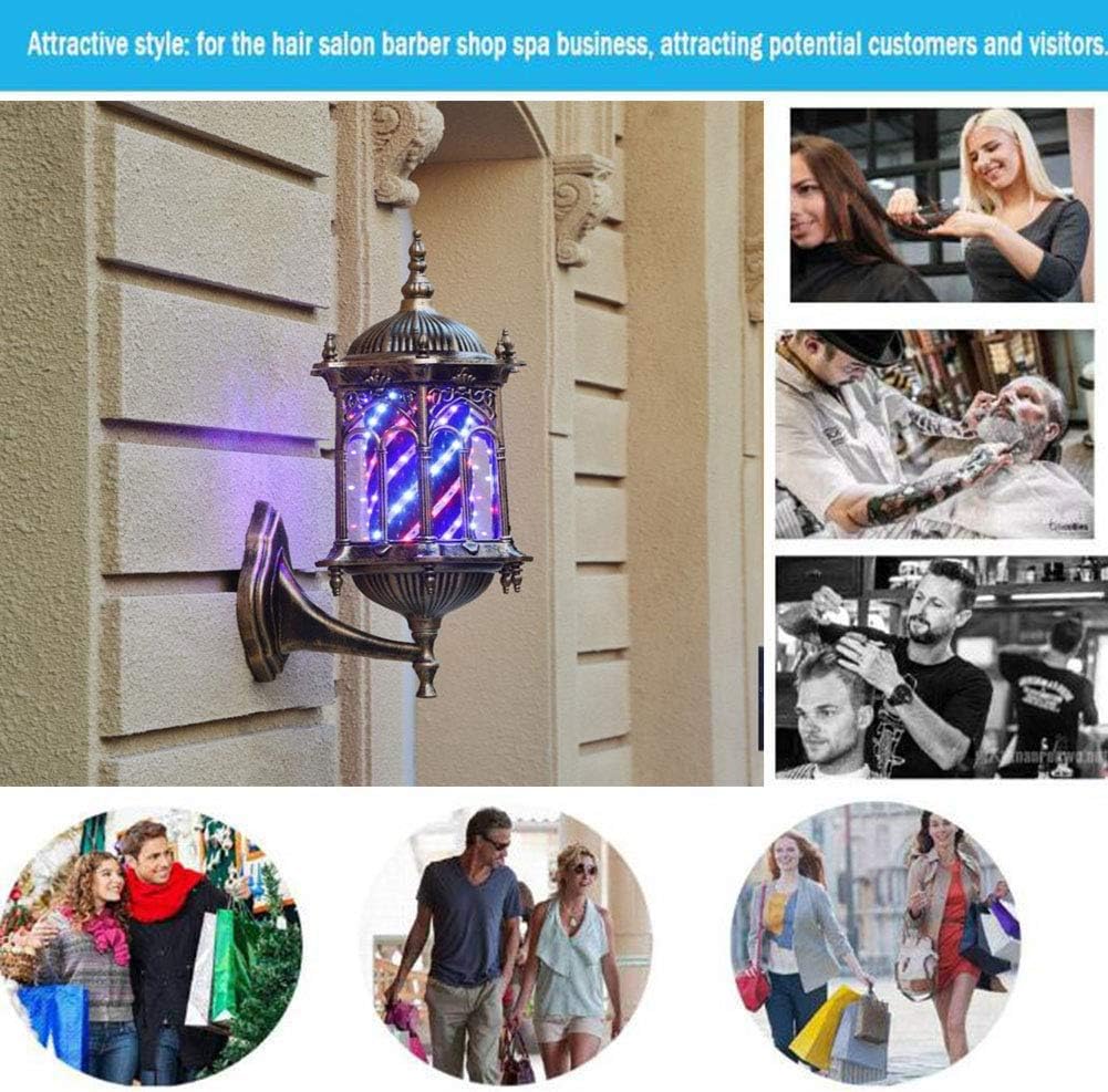 Durable Solar Lantern Outdoor Lights,Light 20" Led Light Retro Salon Barber Shop Sign Illuminating Rotating Red White Blue Strips Waterproof Wall Lamp Outdoor Wall Lamp Decor (Color : A) (B)