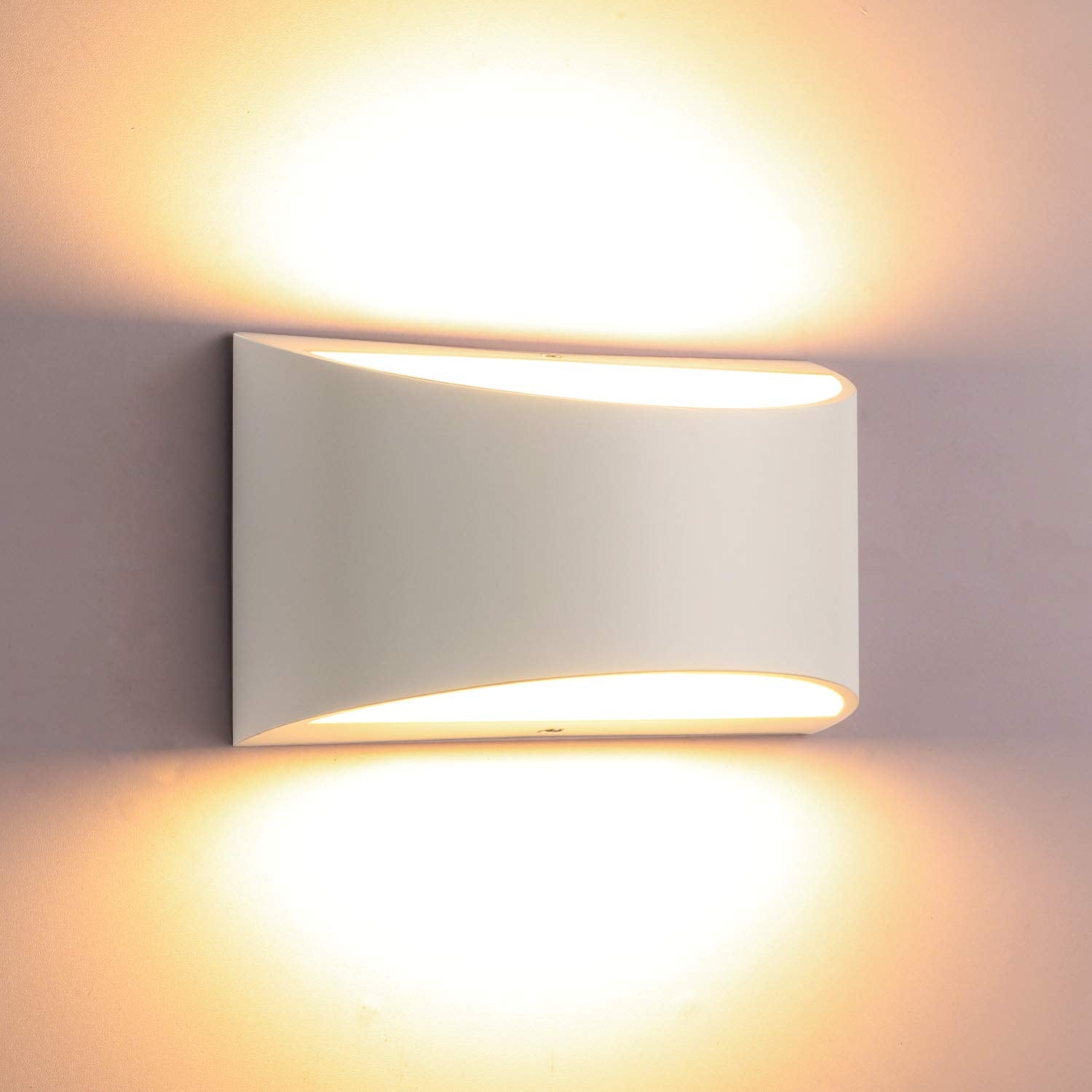 LIGHTESSLUXE Dimmable LED Wall Sconce - 12W Up Down Wall Light for Bedroom and Living Room in Warm White
