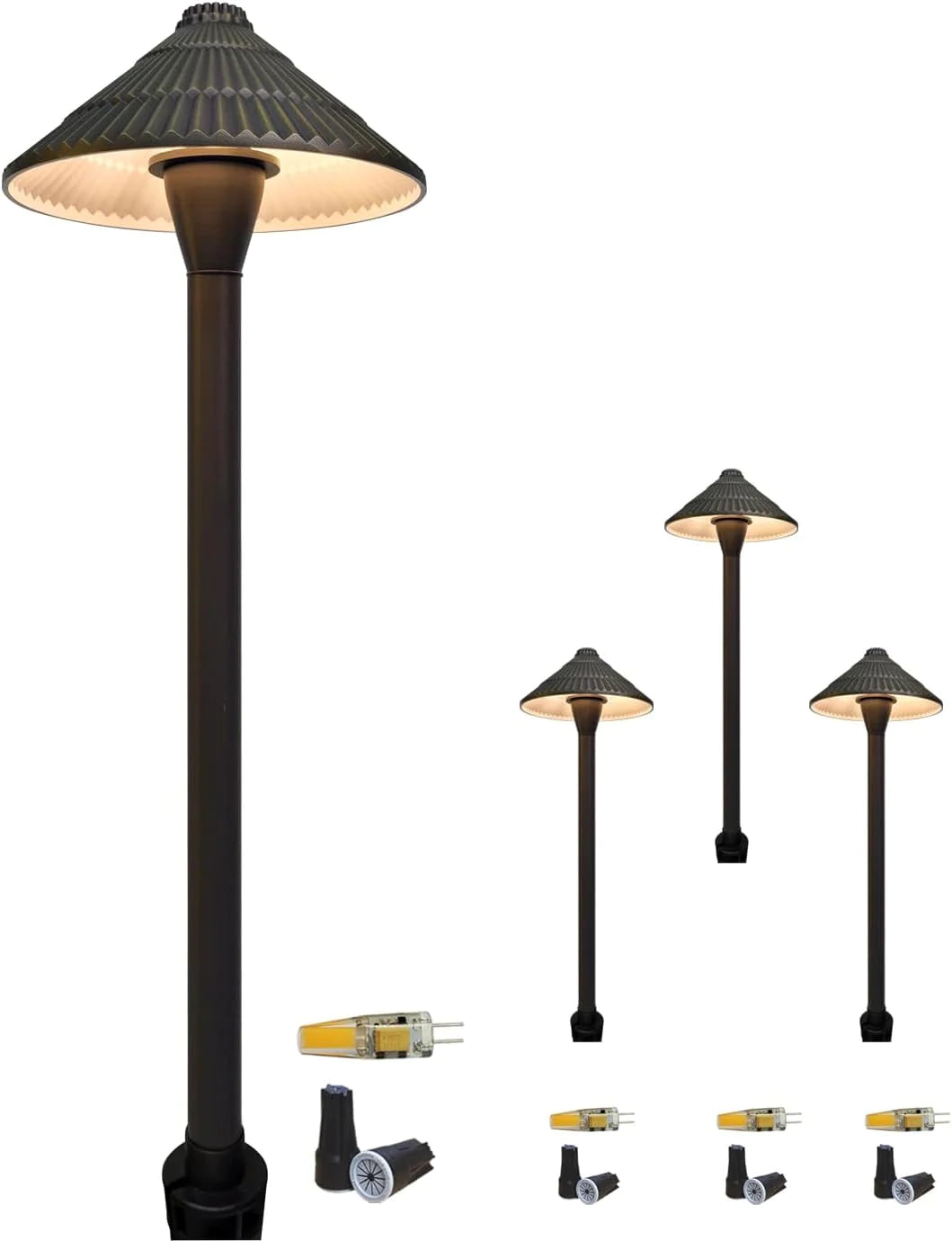 Brass Low Voltage Sidewalk Lights Bronze Finish 4-Pack with G4 LED Bulb,12-15V AC/DC Garden Lights Outdoor Electric,Pathway Lights for Yard,IP65 Waterproof,2700K Landscape Lighting