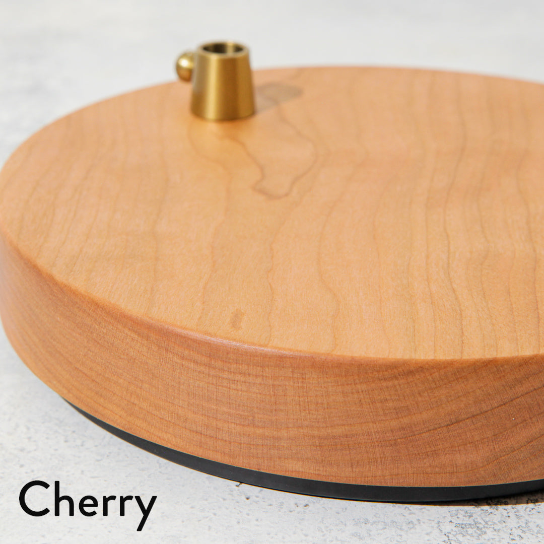 White Canvas Lamp with Weighted Wooden Base