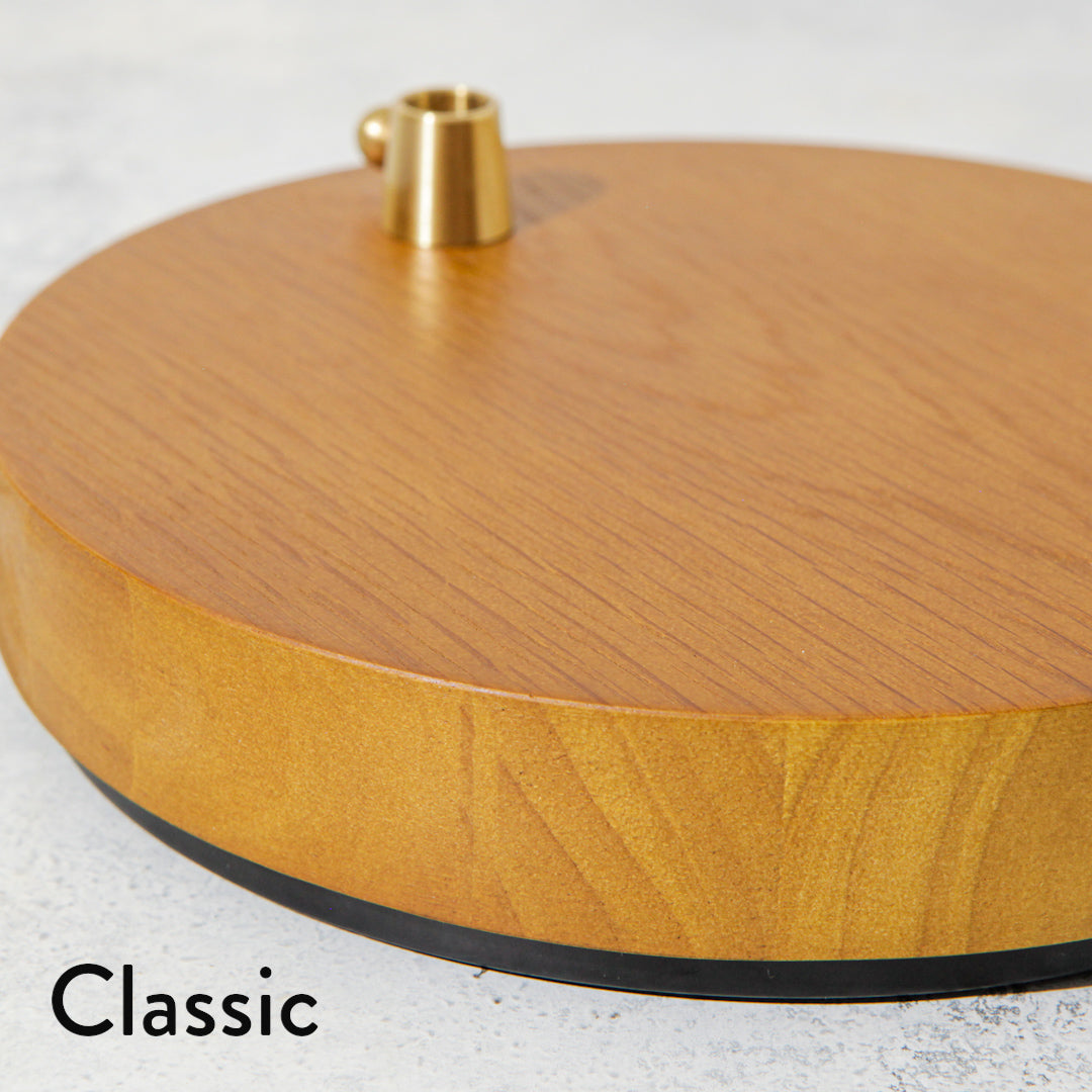 White Canvas Lamp with Weighted Wooden Base