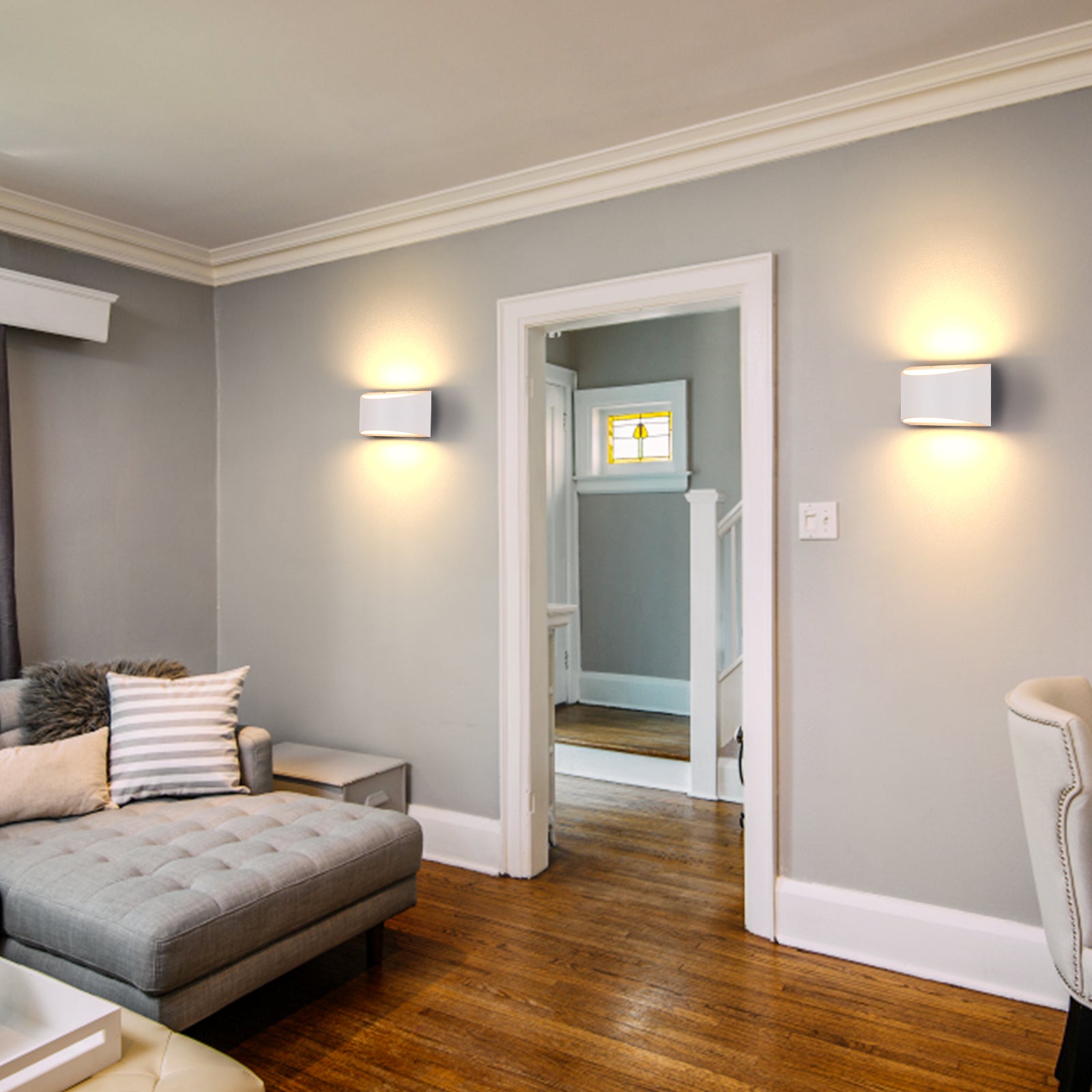 LIGHTESSLUXE Dimmable LED Wall Sconce - 12W Up Down Wall Light for Bedroom and Living Room in Warm White