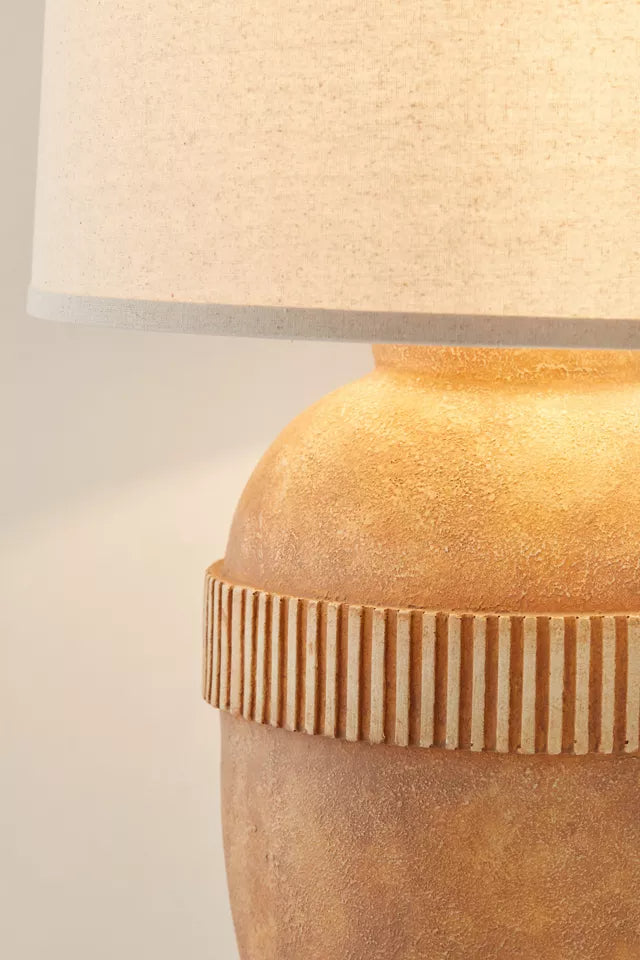 Groove Terracotta Table Lamp Socket switch Plugs in to power on