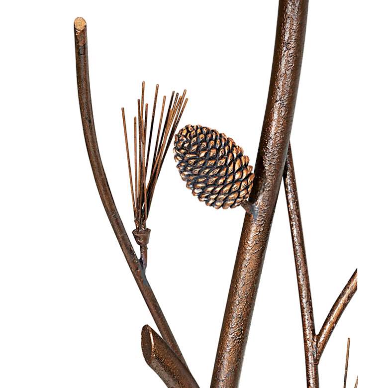 Pine Cone Iron Floor Lamp Bronze finish. Metal construction. Forest beige shade