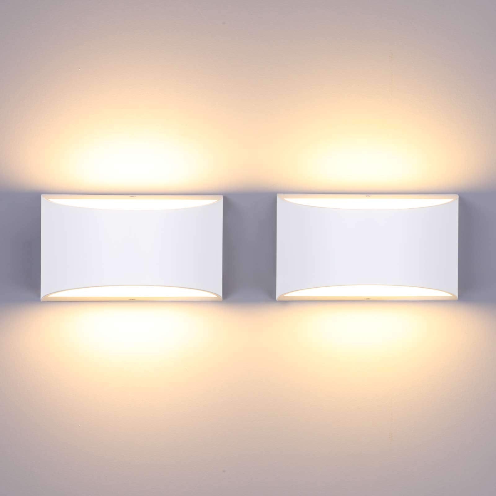 LIGHTESSLUXE Dimmable LED Wall Sconce - 12W Up Down Wall Light for Bedroom and Living Room in Warm White