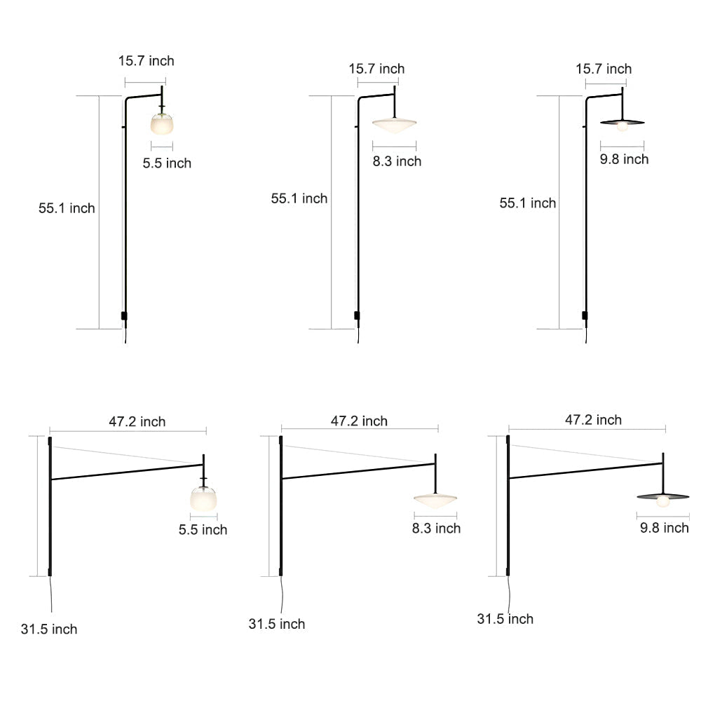 Minimalist Long Pole Surface Mounted with US Plug Nordic Wall Lamp