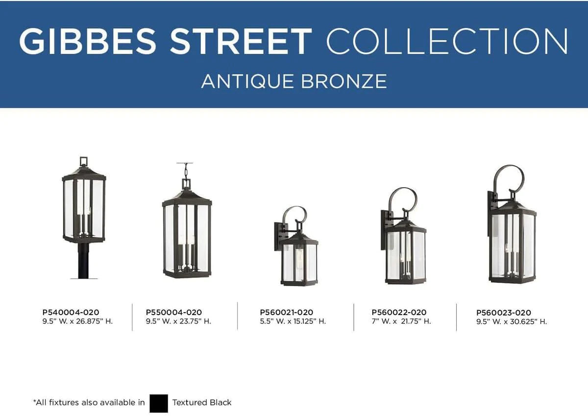 Gibbes Street Collection 3-Light Clear Beveled Glass New Traditional Outdoor Large Wall Lantern Light Textured Black