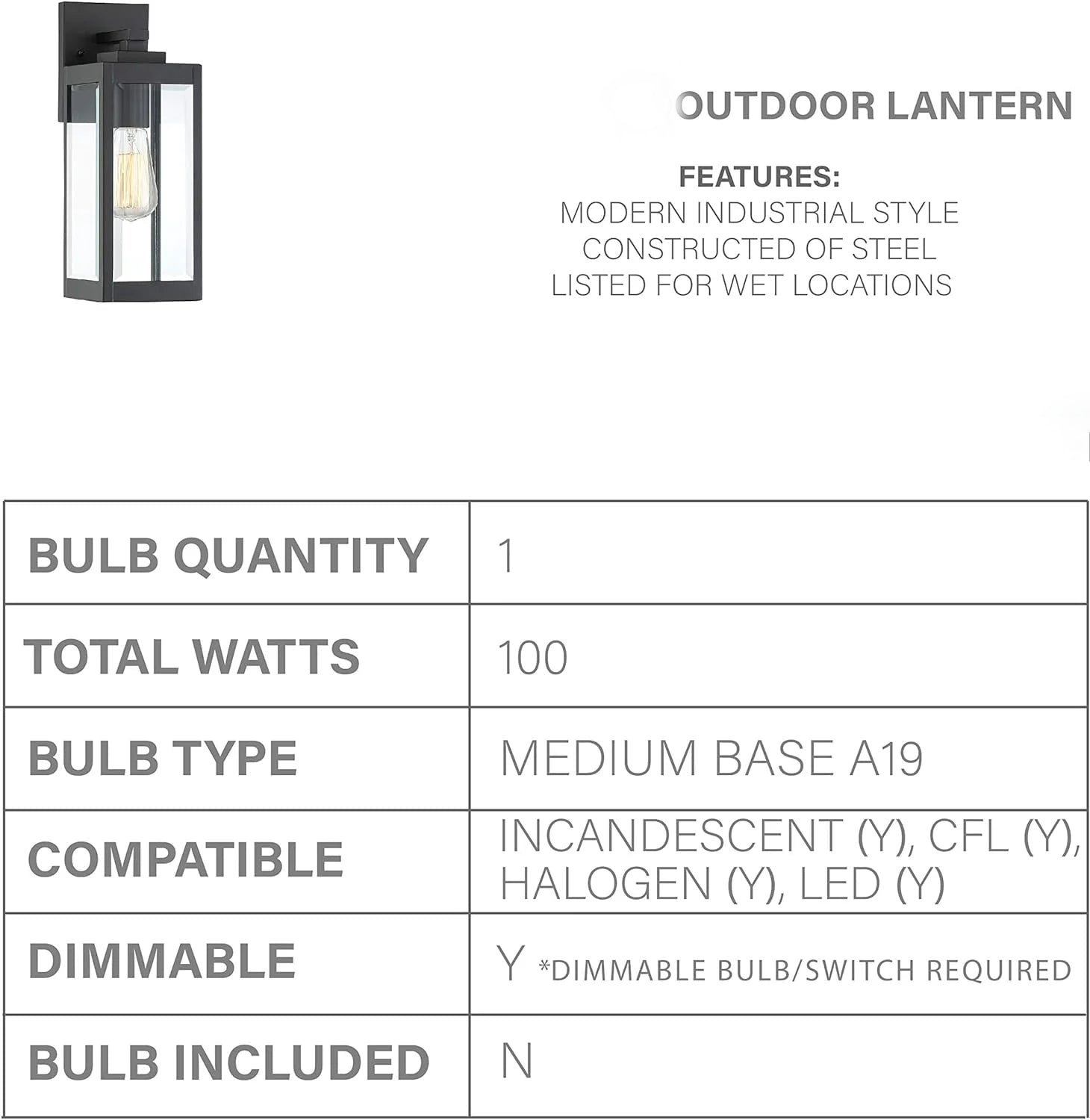 Modern Industrial Clear Beveled Glass Outdoor Wall Lantern, 4-Light 240 Total Watts, 30" H x 9" W, Earth Black