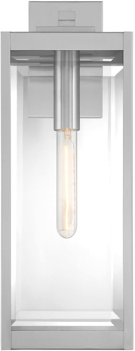 Modern Industrial Clear Beveled Glass Outdoor Wall Lantern, 4-Light 240 Total Watts, 30" H x 9" W, Earth Black