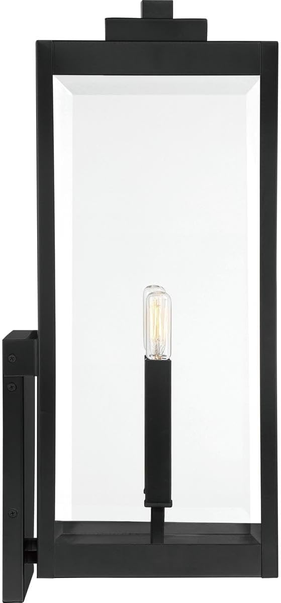 Modern Industrial Clear Beveled Glass Outdoor Wall Lantern, 4-Light 240 Total Watts, 30" H x 9" W, Earth Black