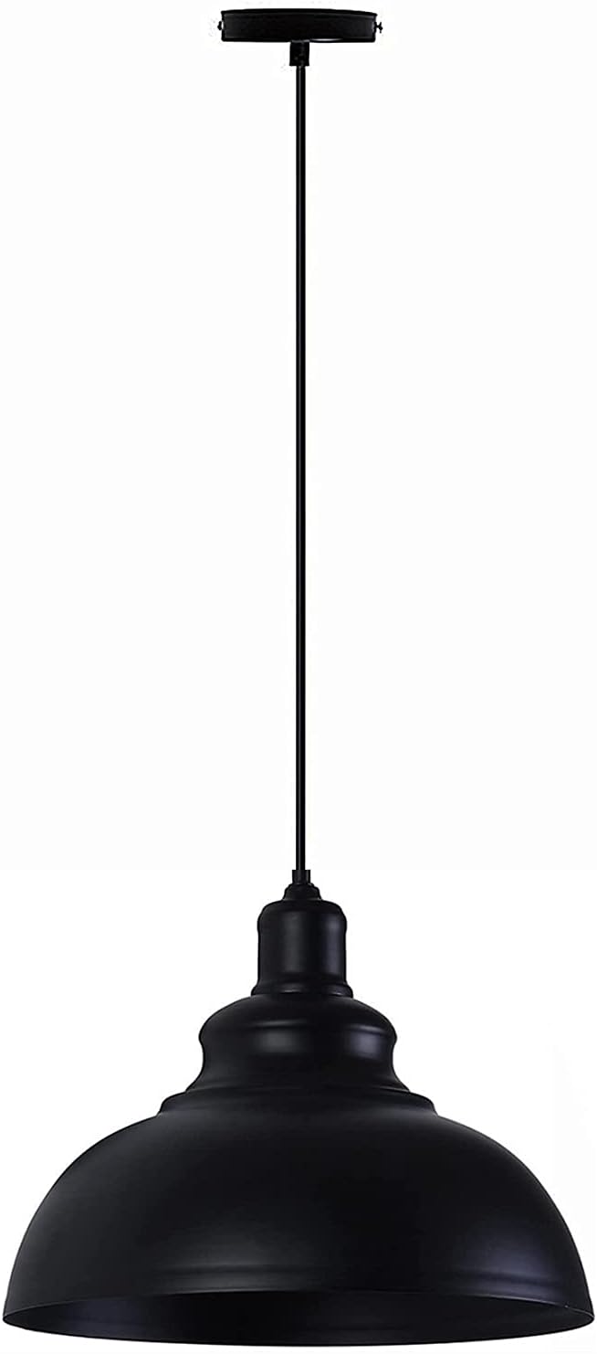 LIGHTESS Black Pendant Light Dimmable, Industrial Hanging Lights Metal Barn Farmhouse Kitchen Lighting Edison Ceiling Mount Fixture, OLL466