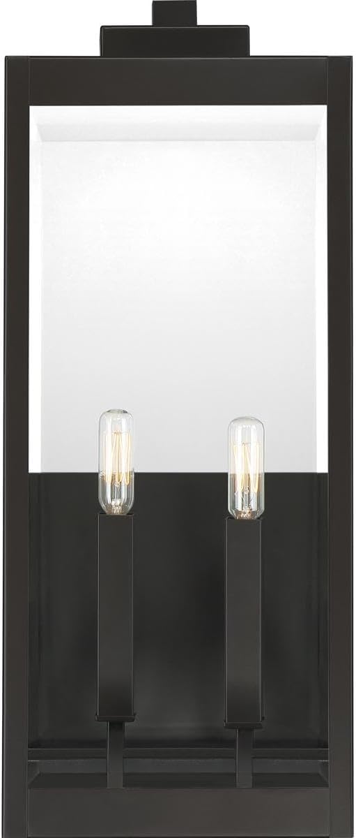 Modern Industrial Clear Beveled Glass Outdoor Wall Lantern, 4-Light 240 Total Watts, 30" H x 9" W, Earth Black