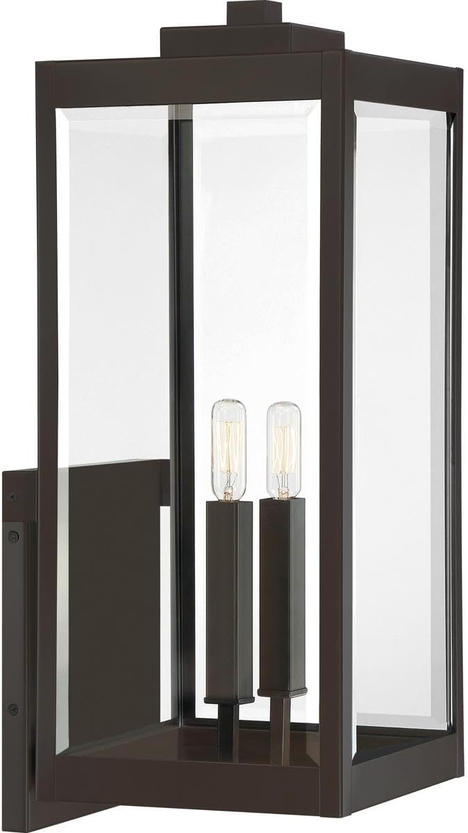 Modern Industrial Clear Beveled Glass Outdoor Wall Lantern, 4-Light 240 Total Watts, 30" H x 9" W, Earth Black