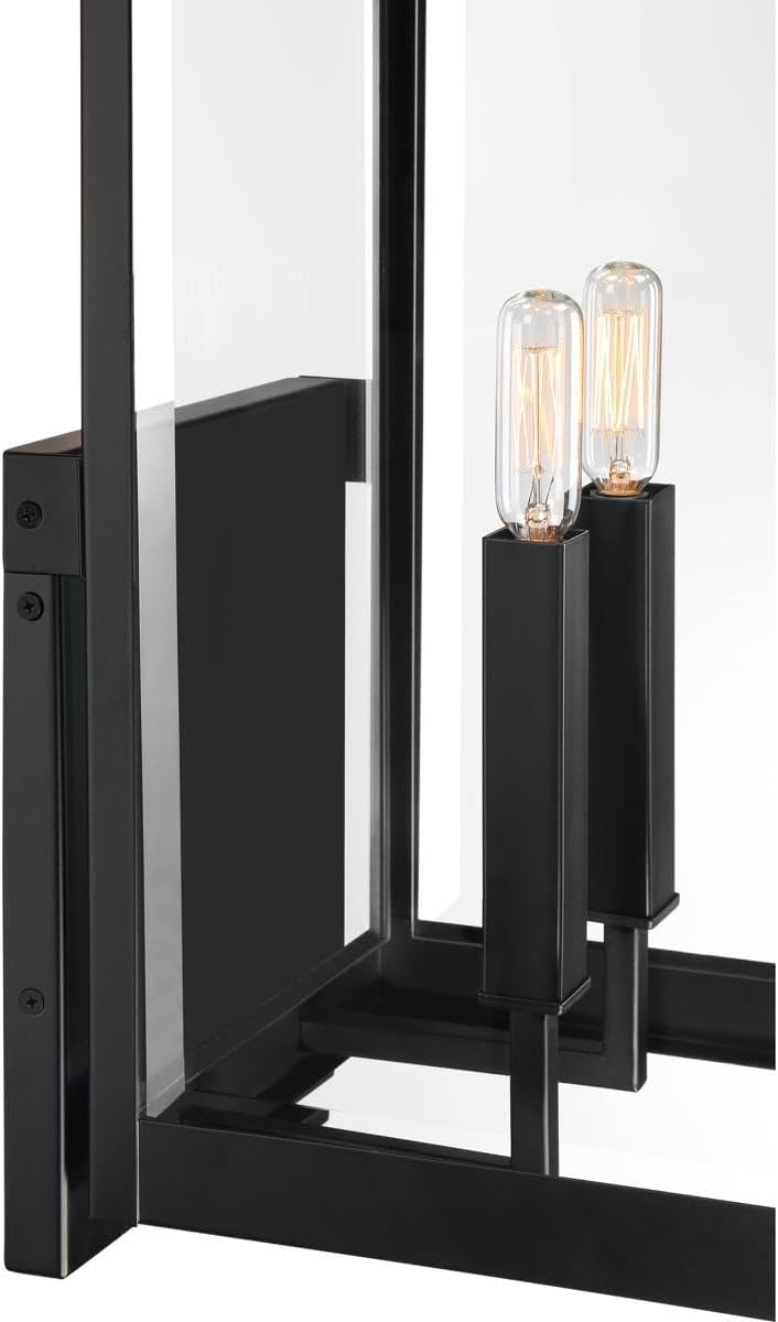 Modern Industrial Clear Beveled Glass Outdoor Wall Lantern, 4-Light 240 Total Watts, 30" H x 9" W, Earth Black