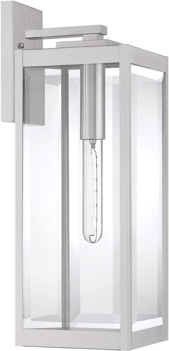 Modern Industrial Clear Beveled Glass Outdoor Wall Lantern, 4-Light 240 Total Watts, 30" H x 9" W, Earth Black