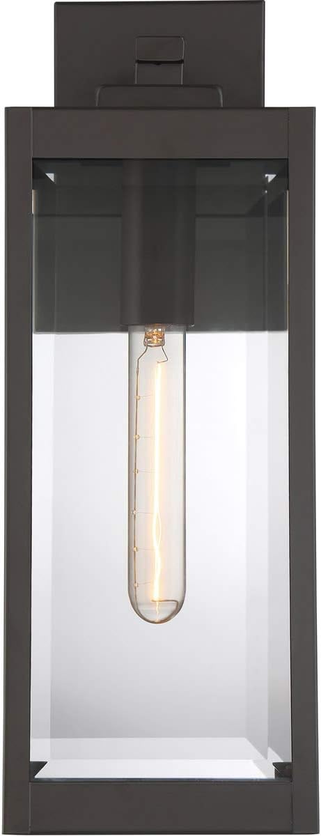 Modern Industrial Clear Beveled Glass Outdoor Wall Lantern, 4-Light 240 Total Watts, 30" H x 9" W, Earth Black
