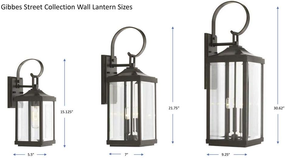 Gibbes Street Collection 3-Light Clear Beveled Glass New Traditional Outdoor Large Wall Lantern Light Textured Black