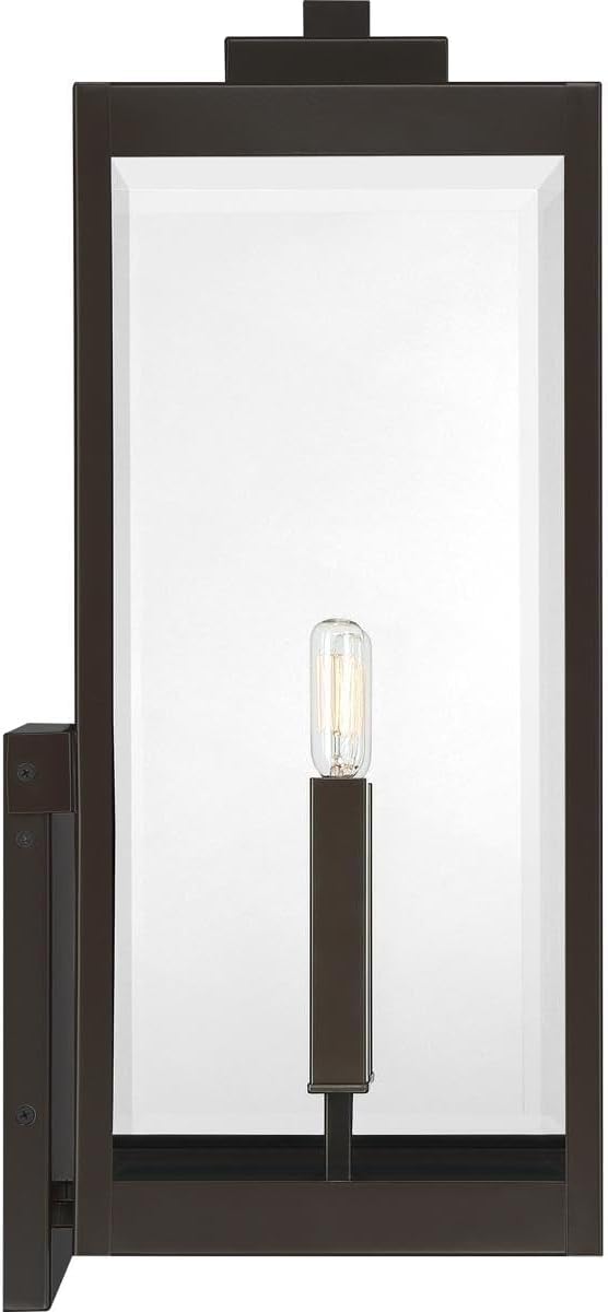 Modern Industrial Clear Beveled Glass Outdoor Wall Lantern, 4-Light 240 Total Watts, 30" H x 9" W, Earth Black