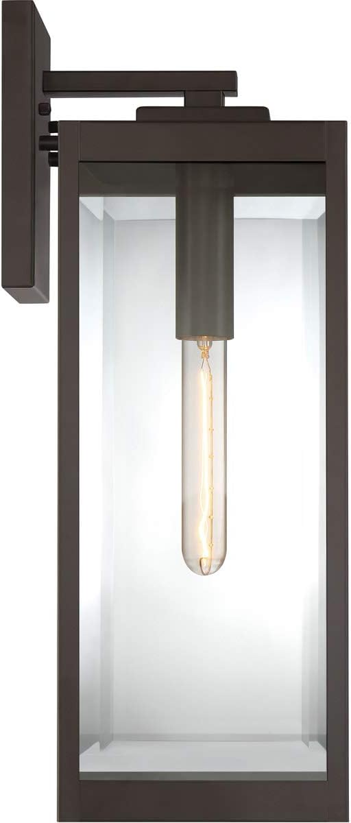 Modern Industrial Clear Beveled Glass Outdoor Wall Lantern, 4-Light 240 Total Watts, 30" H x 9" W, Earth Black