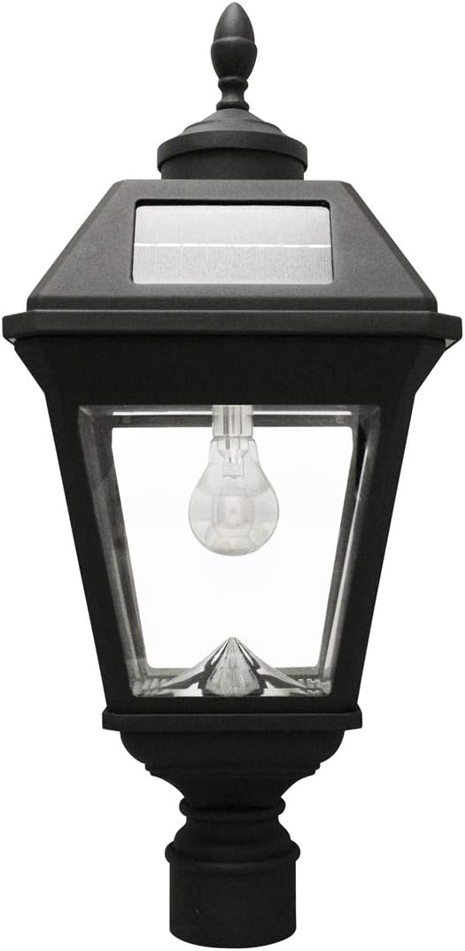 Imperial III Solar Post Light, Black Aluminum and Glass, Outdoor Lamp, 300 Lumen Dual Color Temperature, 3-inch Fitter for Lamp Posts or Pier Mount (Sold Separately) 97K012