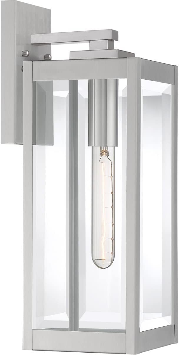 Modern Industrial Clear Beveled Glass Outdoor Wall Lantern, 4-Light 240 Total Watts, 30" H x 9" W, Earth Black