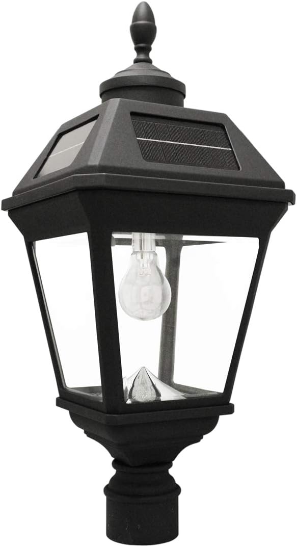 Imperial III Solar Post Light, Black Aluminum and Glass, Outdoor Lamp, 300 Lumen Dual Color Temperature, 3-inch Fitter for Lamp Posts or Pier Mount (Sold Separately) 97K012