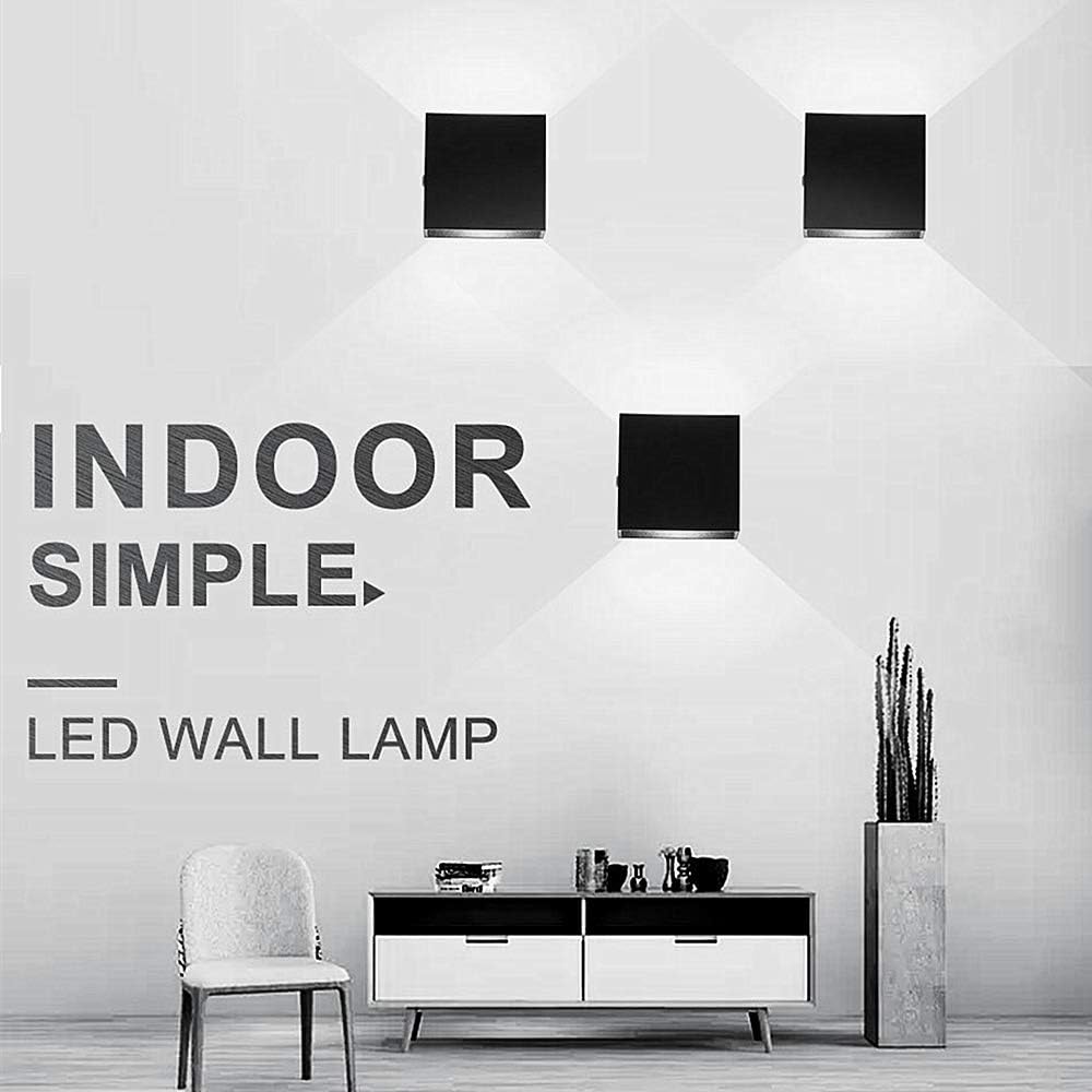 LIGHTESS LED Wall Sconce Hardwired 10W, Set of 2 Modern Wall Lamp Black, Up Down Wall Mount Lights Mini Metal for Living Room Bedroom Hallway Decor, Warm White, O1185TP