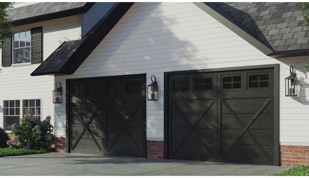 Gibbes Street Collection 3-Light Clear Beveled Glass New Traditional Outdoor Large Wall Lantern Light Textured Black