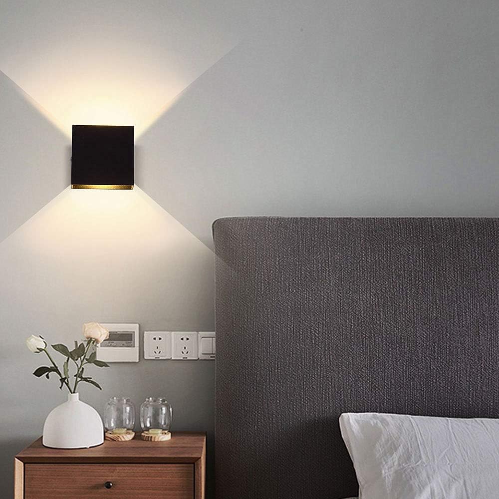 LIGHTESS LED Wall Sconce Hardwired 10W, Set of 2 Modern Wall Lamp Black, Up Down Wall Mount Lights Mini Metal for Living Room Bedroom Hallway Decor, Warm White, O1185TP