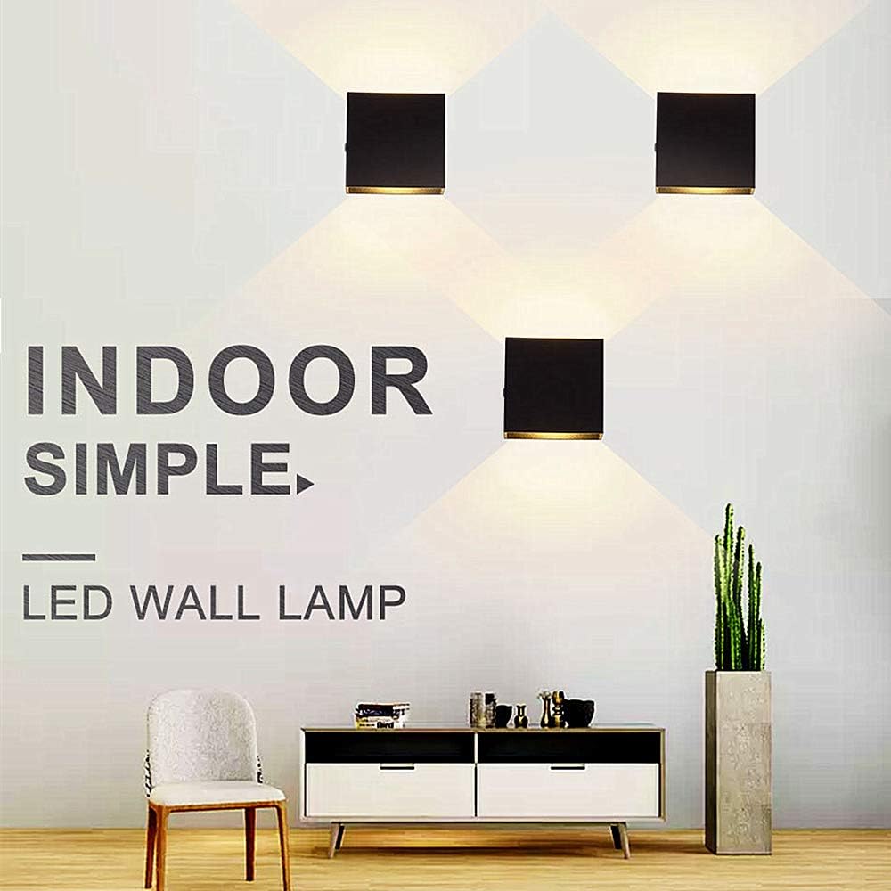 LIGHTESS LED Wall Sconce Hardwired 10W, Set of 2 Modern Wall Lamp Black, Up Down Wall Mount Lights Mini Metal for Living Room Bedroom Hallway Decor, Warm White, O1185TP