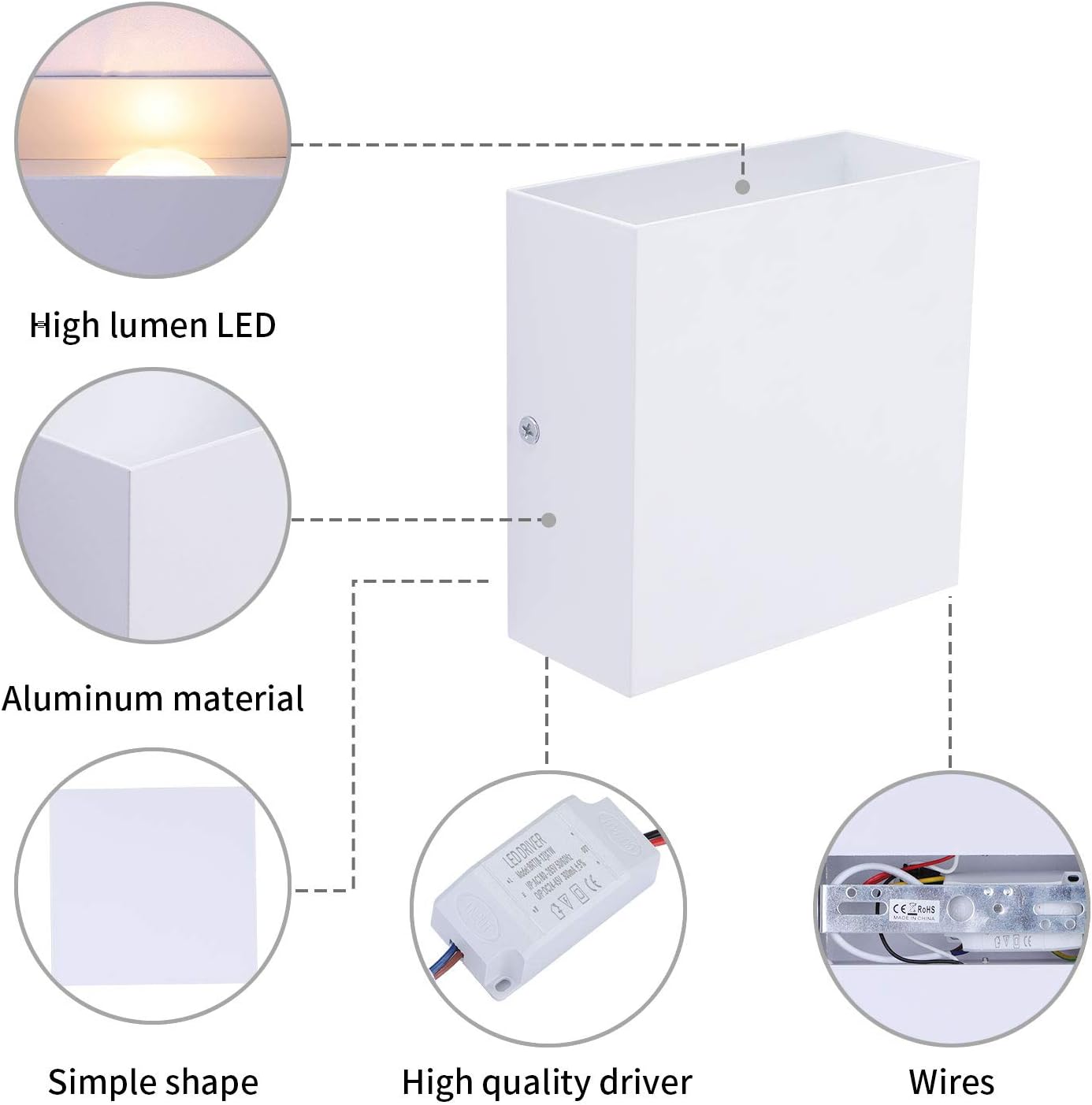 LIGHTESS LED Wall Sconce Hardwired 10W, Set of 2 Modern Wall Lamp Black, Up Down Wall Mount Lights Mini Metal for Living Room Bedroom Hallway Decor, Warm White, O1185TP