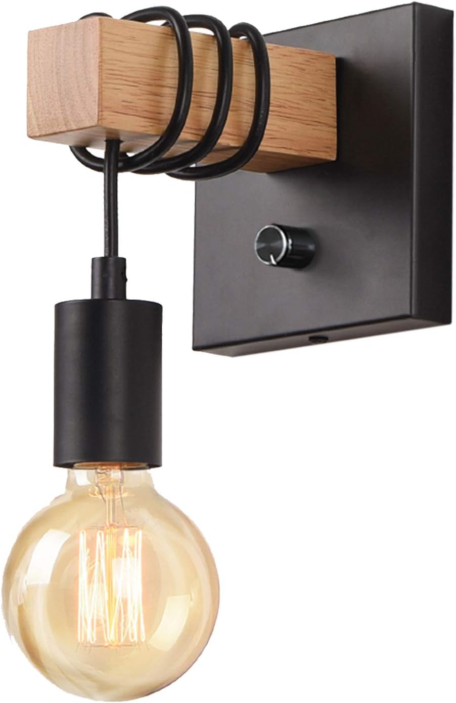LIGHTESS Black Wall Sconces Dimmable, Edison Wall Light with ON/Off Dimmer Switch, 1-Light Industrial Farmhouse Wall Lamp for Barn Kitchen, Living Room, LG9928784