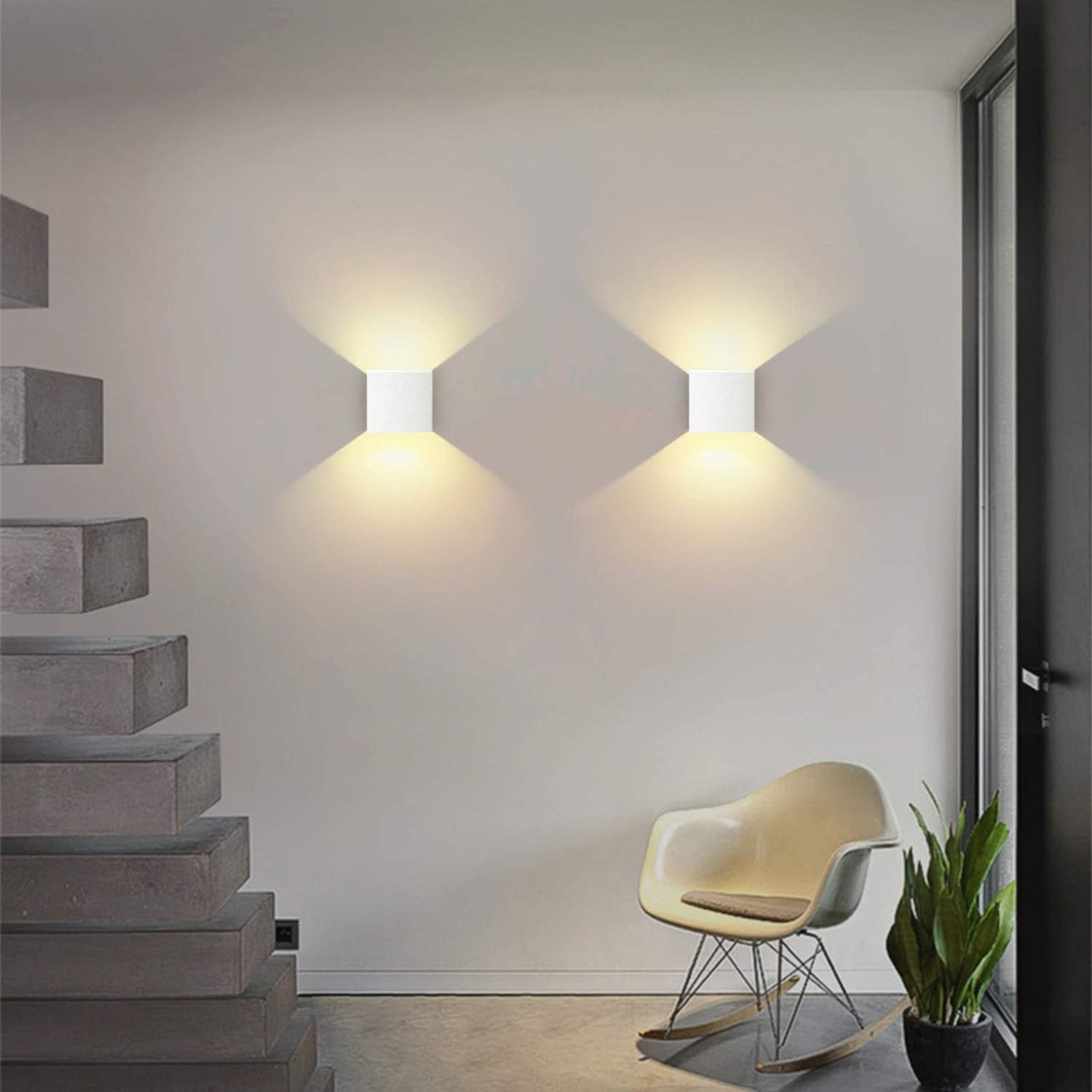 LIGHTESS LED Wall Sconce Hardwired 10W, Set of 2 Modern Wall Lamp Black, Up Down Wall Mount Lights Mini Metal for Living Room Bedroom Hallway Decor, Warm White, O1185TP