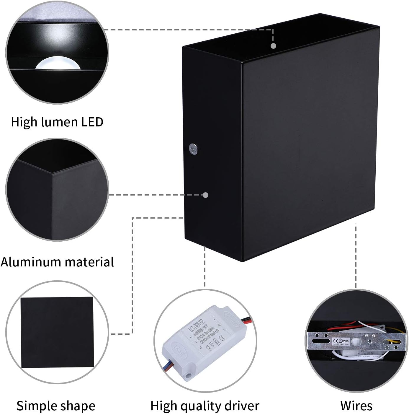 LIGHTESS LED Wall Sconce Hardwired 10W, Set of 2 Modern Wall Lamp Black, Up Down Wall Mount Lights Mini Metal for Living Room Bedroom Hallway Decor, Warm White, O1185TP