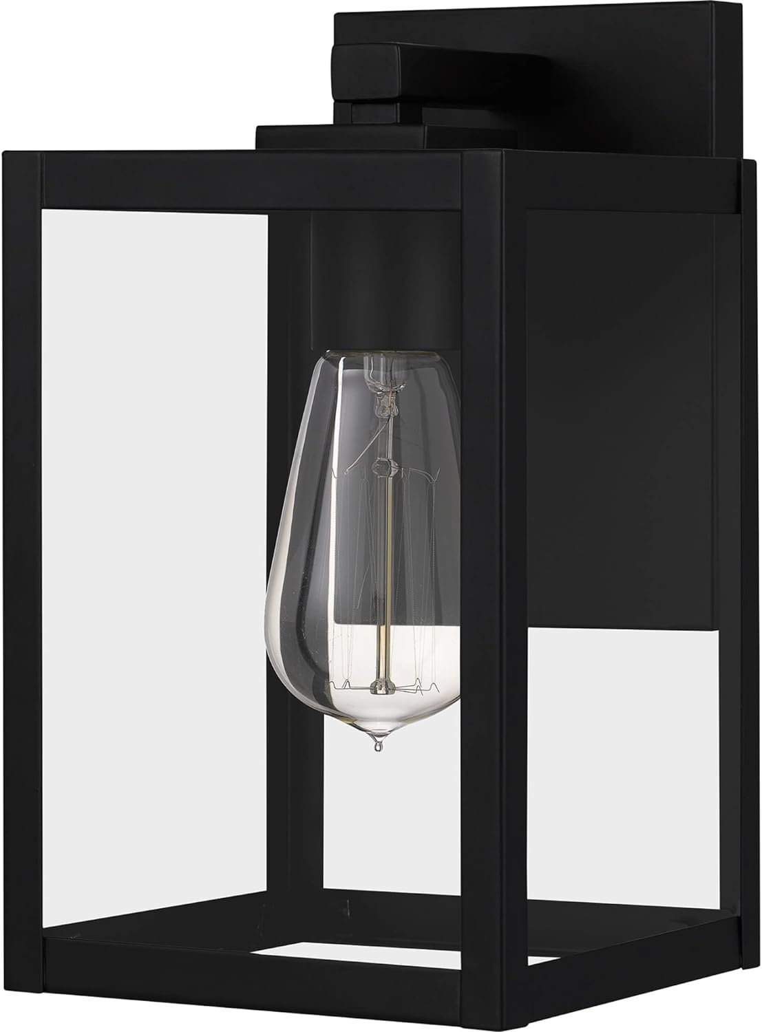 Modern Industrial Clear Beveled Glass Outdoor Wall Lantern, 4-Light 240 Total Watts, 30" H x 9" W, Earth Black