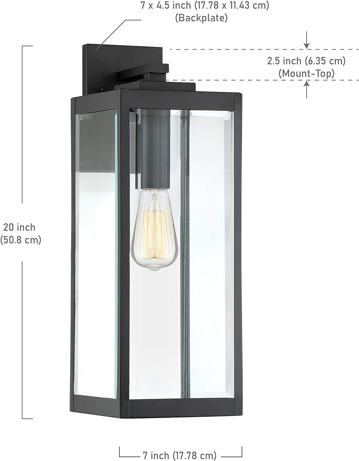Modern Industrial Clear Beveled Glass Outdoor Wall Lantern, 4-Light 240 Total Watts, 30" H x 9" W, Earth Black