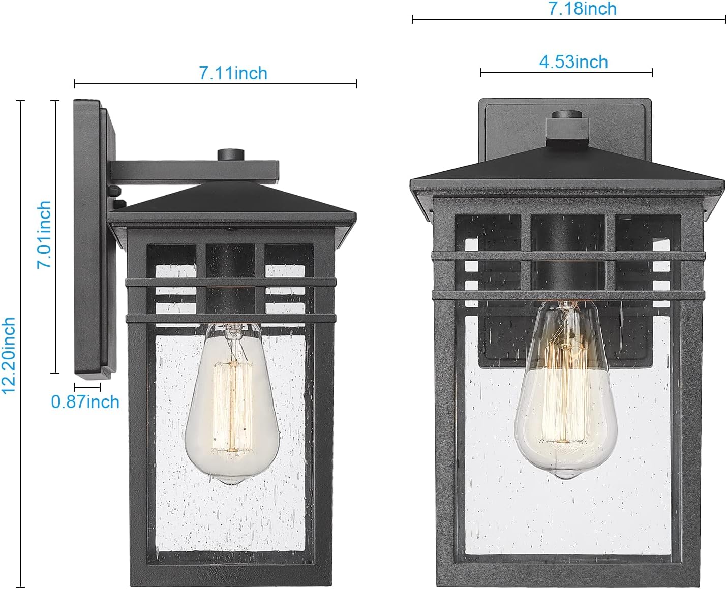 Colonial Outdoor Wall Lantern, Large Black Exterior Light Fixture with Clear Glass for Front Porch, 20 Inch Tall Waterproof Outdoor Wall Sconces Lamp Outside for House, Doorway, Garage, Corridor