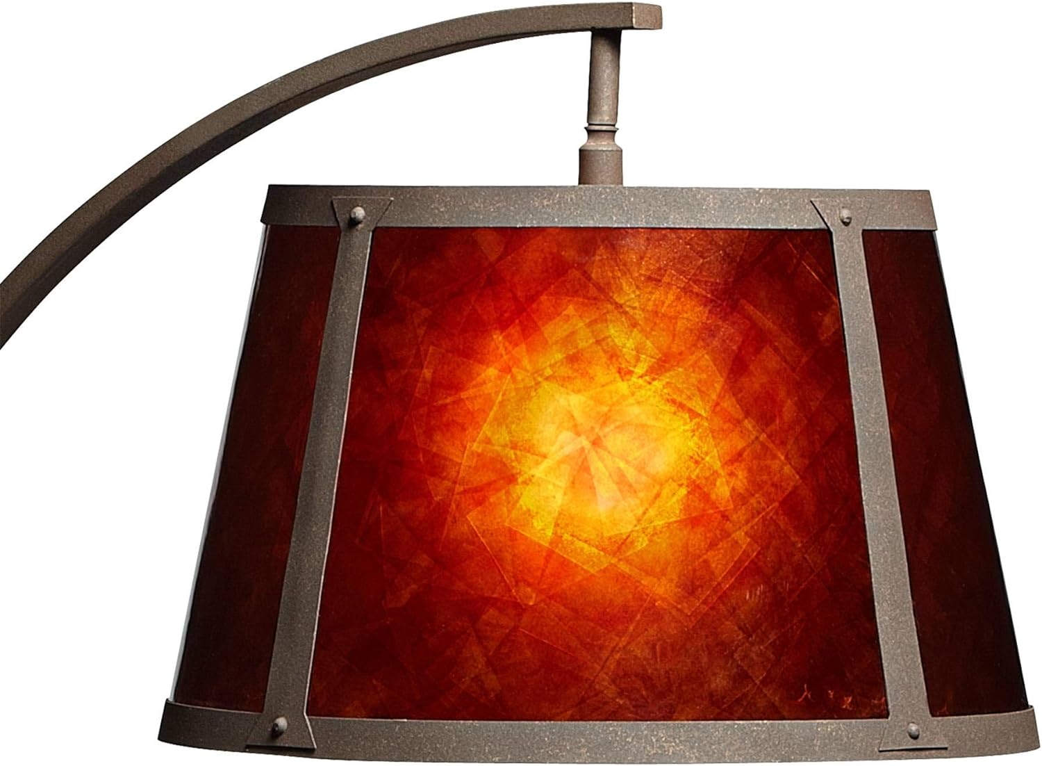 Oak River Rustic Farmhouse Mission Arc Floor Lamp Standing 66 1/2" Tall Dark Rust Natural Wood Amber Mica Drum Shade for Living Room Reading Bedroom Office House Home Decor